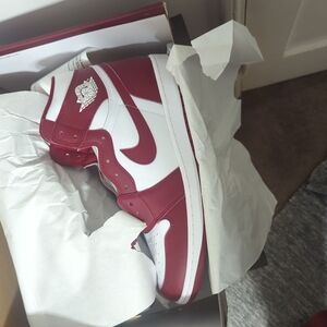 Red and White High-Top Sneakers